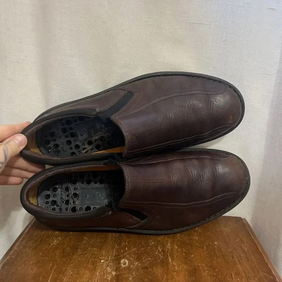 Timberland Loafers Mens Size 9.5 Brown Leather Slip On Classic Logo Sensorflex - Picture 7 of 11